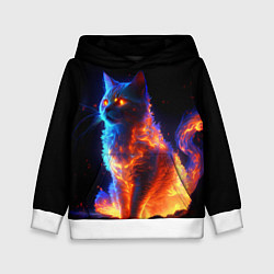 Толстовка-худи детская Огненная кошка, цвет: 3D-белый