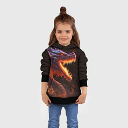 Толстовка-худи детская Огненный дракон, цвет: 3D-черный — фото 2