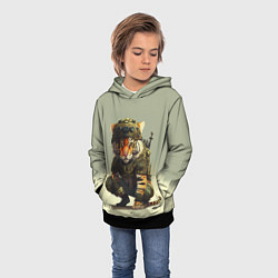 Толстовка-худи детская Милитари тигр, цвет: 3D-черный — фото 2