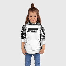 Толстовка-худи детская Ateez black and white, цвет: 3D-белый — фото 2