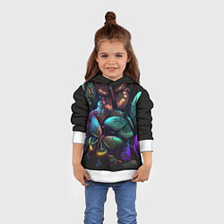 Толстовка-худи детская Разные неоновые бабочки, цвет: 3D-белый — фото 2