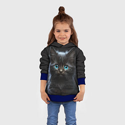 Толстовка-худи детская Голубоглазый котенок, цвет: 3D-синий — фото 2