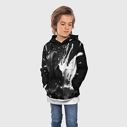 Толстовка-худи детская Брызги красок - белая и черная, цвет: 3D-белый — фото 2