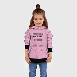 Толстовка-худи детская Blackpink лого и подписи, цвет: 3D-черный — фото 2