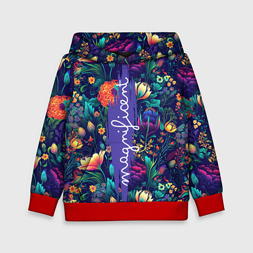 Детская толстовка Magnificent Великолепная цветы / 3D-Красный – фото 1
