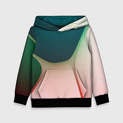 Толстовка-худи детская Абстрактные зелёные и розовые пластины, цвет: 3D-черный