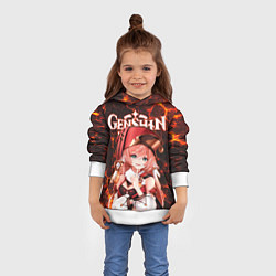 Толстовка-худи детская Янь Фэй на фоне раскаленной лавы, цвет: 3D-белый — фото 2