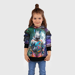 Толстовка-худи детская Rhino in spacesuit - neural network, цвет: 3D-черный — фото 2