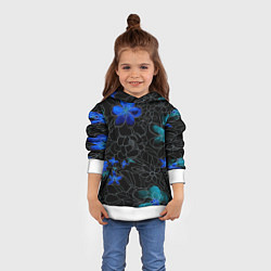 Толстовка-худи детская Неоновые цветы, цвет: 3D-белый — фото 2