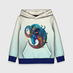 Толстовка-худи детская Козерог на приятном светлом фоне, цвет: 3D-синий