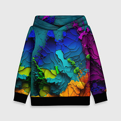 Толстовка-худи детская Взрыв красок, цвет: 3D-черный