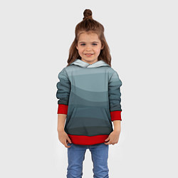 Толстовка-худи детская Бирюзовые волны, цвет: 3D-красный — фото 2