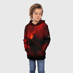 Толстовка-худи детская Огненный туманный космос, цвет: 3D-черный — фото 2