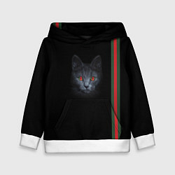 Толстовка-худи детская Кот гуччи, цвет: 3D-белый