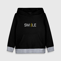 Толстовка-худи детская Надпись smile, цвет: 3D-меланж