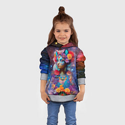 Толстовка-худи детская Космическая девушка-кошка, цвет: 3D-меланж — фото 2