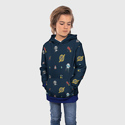 Толстовка-худи детская Паттерн - галактика, цвет: 3D-синий — фото 2