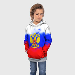 Толстовка-худи детская Russia флаг герб, цвет: 3D-меланж — фото 2