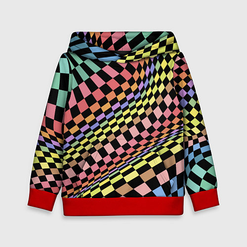Детская толстовка Colorful avant-garde chess pattern - fashion / 3D-Красный – фото 1