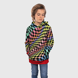 Толстовка-худи детская Colorful avant-garde chess pattern - fashion, цвет: 3D-красный — фото 2