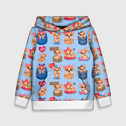 Толстовка-худи детская Забавные щенки, цвет: 3D-белый