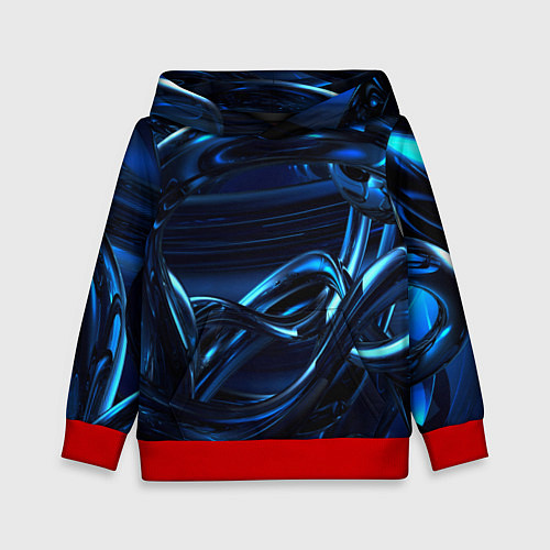 Детская толстовка Фрактальный узор волны / 3D-Красный – фото 1