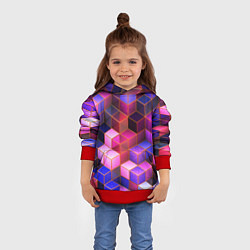 Толстовка-худи детская Цветные кубики, цвет: 3D-красный — фото 2