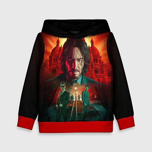 Детская толстовка John Wick catholic church Paris / 3D-Красный – фото 1