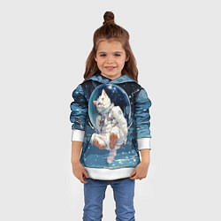 Толстовка-худи детская Белый кот космонавт в невесомости, цвет: 3D-белый — фото 2