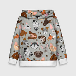 Толстовка-худи детская Dog pattern color, цвет: 3D-белый