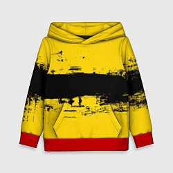 Толстовка-худи детская Черно-желтая полоса Cyberpunk 2077, цвет: 3D-красный