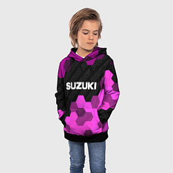 Толстовка-худи детская Suzuki pro racing: символ сверху, цвет: 3D-черный — фото 2