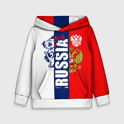 Толстовка-худи детская Russia national team: white blue red, цвет: 3D-белый