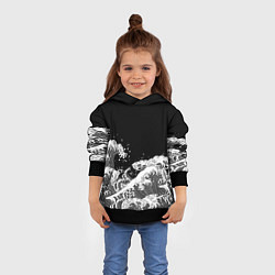 Толстовка-худи детская Японские волны на темном фоне, цвет: 3D-черный — фото 2