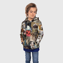 Толстовка-худи детская Мемные котики, цвет: 3D-синий — фото 2