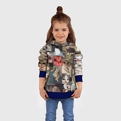 Толстовка-худи детская Мемные котики, цвет: 3D-синий — фото 2