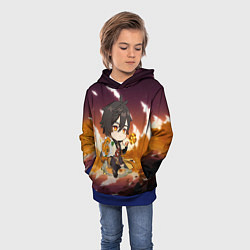 Толстовка-худи детская ЧжунЛи Геншин Импакт, цвет: 3D-синий — фото 2