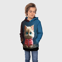 Толстовка-худи детская Котик в розовом свитере, цвет: 3D-черный — фото 2