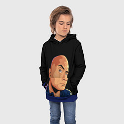 Толстовка-худи детская Дуэйн Джонсон бровь, цвет: 3D-синий — фото 2