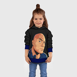 Толстовка-худи детская Дуэйн Джонсон бровь, цвет: 3D-синий — фото 2