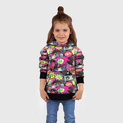 Толстовка-худи детская Глаза аниме-девушки: cool pattern, цвет: 3D-черный — фото 2