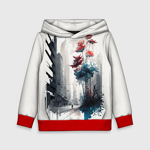 Детская толстовка Московская улица и цветы - коллекция Бело-сине-кра / 3D-Красный – фото 1