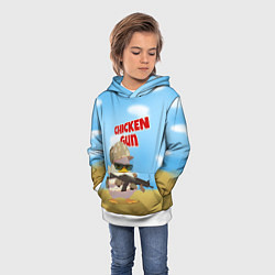 Толстовка-худи детская Цыпленок - Чикен Ган, цвет: 3D-белый — фото 2