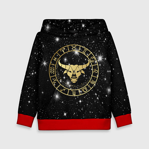 Детская толстовка Телец золотой на звездном небе / 3D-Красный – фото 1