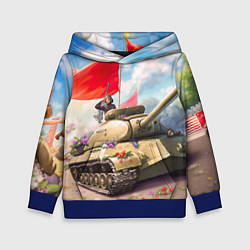 Толстовка-худи детская Русский танк, цвет: 3D-синий