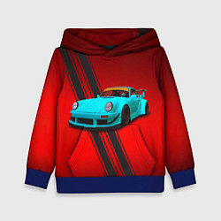 Толстовка-худи детская Немецкий спортивный автомобиль Porsche 911, цвет: 3D-синий