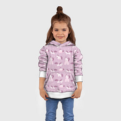 Толстовка-худи детская Розовый паттерн с единорогом, цвет: 3D-белый — фото 2