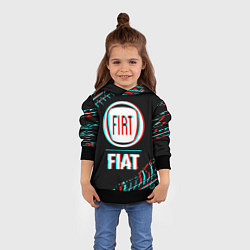 Толстовка-худи детская Значок Fiat в стиле glitch на темном фоне, цвет: 3D-черный — фото 2