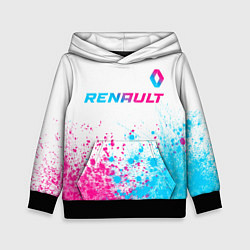 Толстовка-худи детская Renault neon gradient style: символ сверху, цвет: 3D-черный