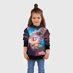 Толстовка-худи детская Небула в космосе в голубо-розовых тонах - нейронна, цвет: 3D-черный — фото 2
